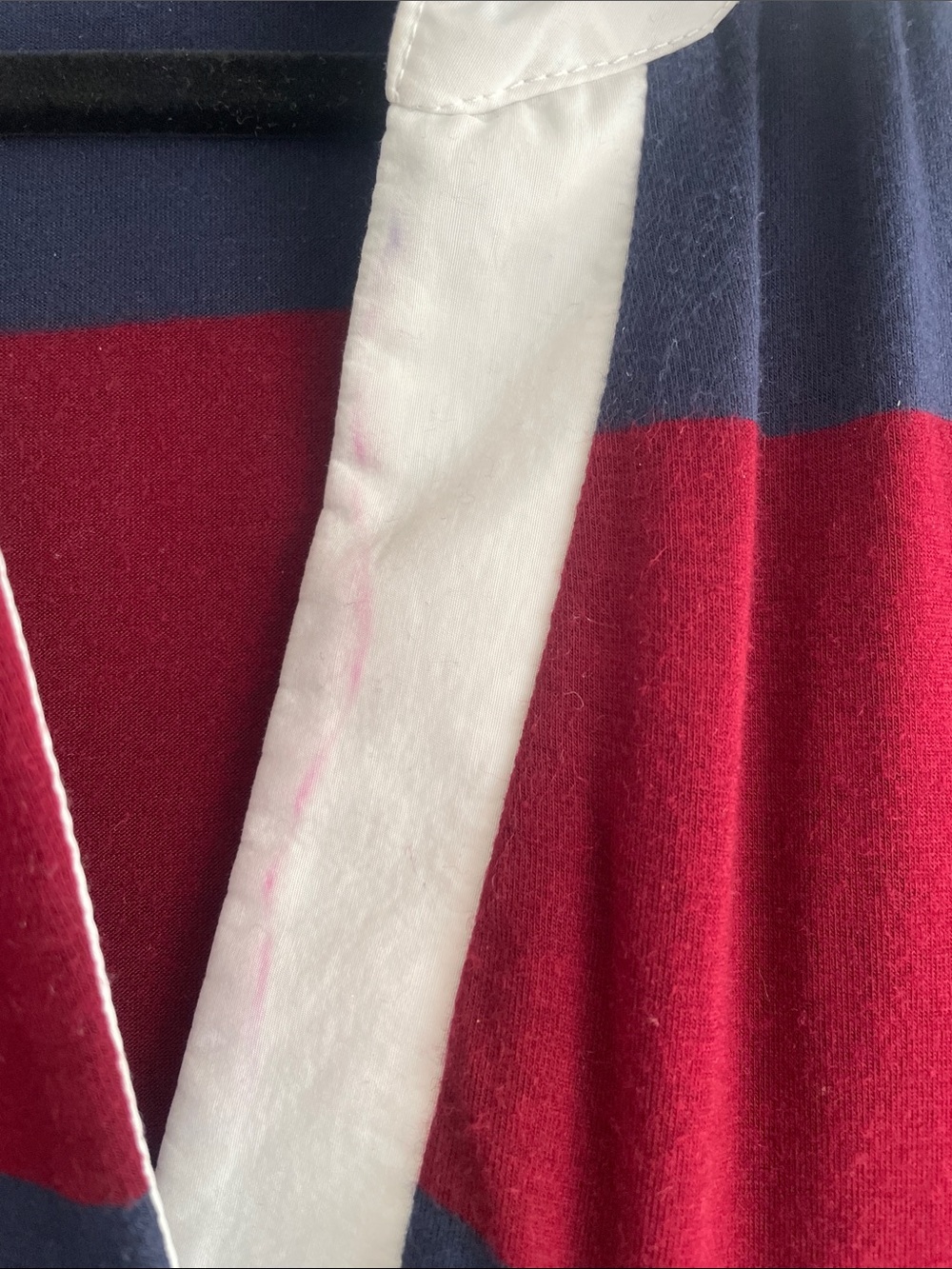 Smythe Navy and Burgundy Striped Maxi Dress with White Collar - Picture 3 of 8